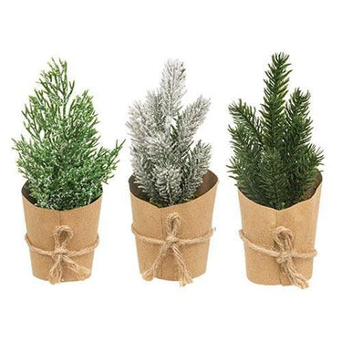 Paper Wrapped Mini Christmas Tree 3 Asstd - The Fox Decor